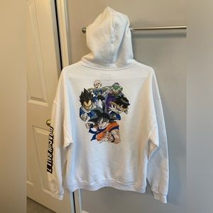 Dragon Ball Z White Long Sleeve Graphic Print Hoodie Sweatshirt Size XL